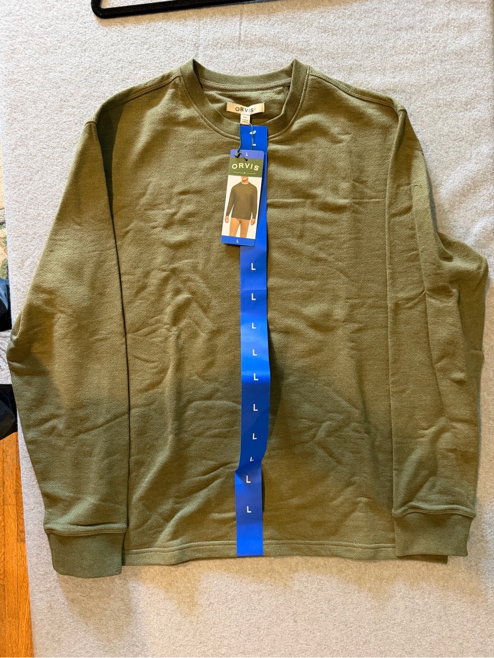 Orvis Men’s Green Cotton/Poly Size L Crew Neck Long Sleeve Sweatshirt NWT